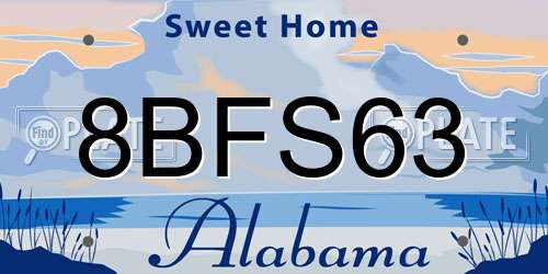 8BFS63 Alabama License Plate