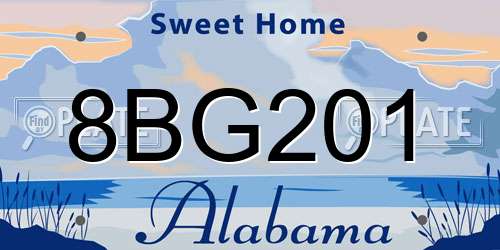 8BG201 Alabama License Plate