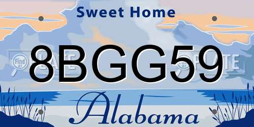 8BGG59 Alabama License Plate