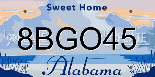 8BGO45 Alabama License Plate