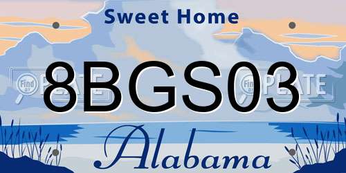 8BGS03 Alabama License Plate