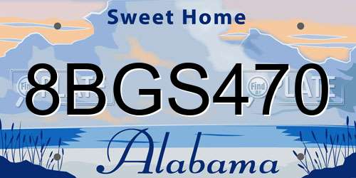 8BGS470 Alabama License Plate