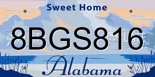 8BGS816 Alabama License Plate