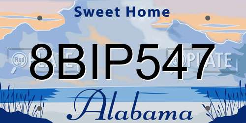 8BIP547 Alabama License Plate
