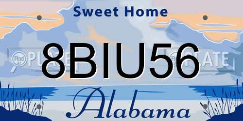 8BIU56 Alabama License Plate