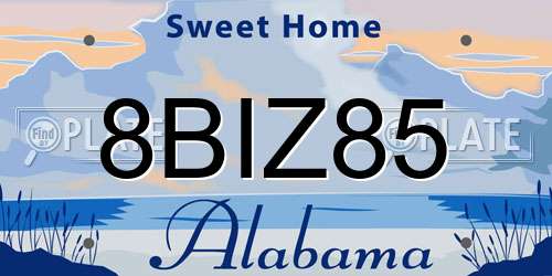 8BIZ85 Alabama License Plate