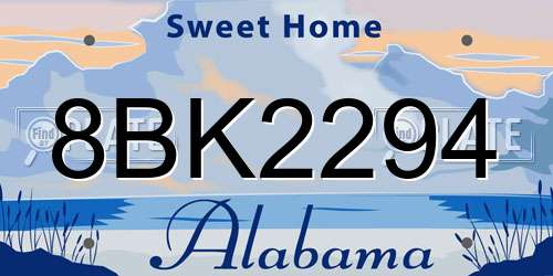 8BK2294 Alabama License Plate