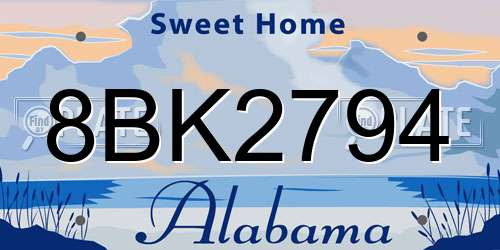 8BK2794 Alabama License Plate