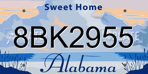 8BK2955 Alabama License Plate