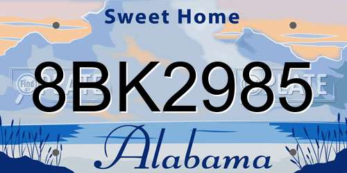 8BK2985 Alabama License Plate