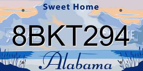 8BKT294 Alabama License Plate