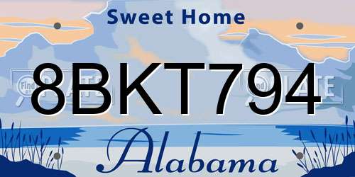 8BKT794 Alabama License Plate