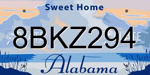 8BKZ294 Alabama License Plate