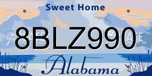 8BLZ990 Alabama License Plate