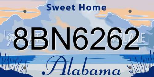 8BN6262 Alabama License Plate