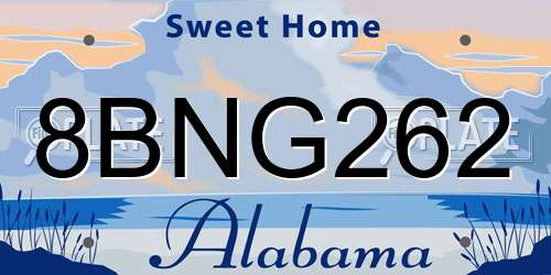 8BNG262 Alabama License Plate