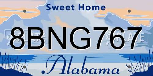 8BNG767 Alabama License Plate