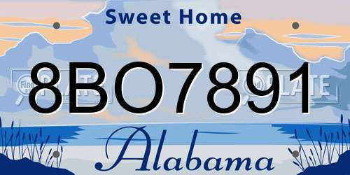 8BO7891 Alabama License Plate