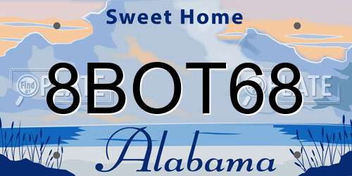 8BOT68 Alabama License Plate