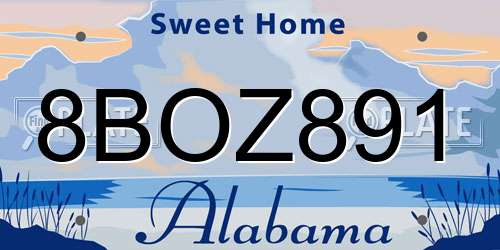 8BOZ891 Alabama License Plate