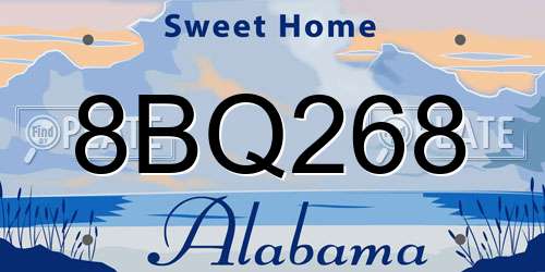 8BQ268 Alabama License Plate
