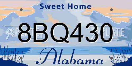 8BQ430 Alabama License Plate