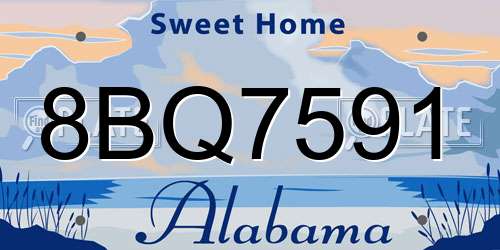 8BQ7591 Alabama License Plate