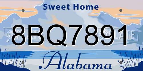 8BQ7891 Alabama License Plate