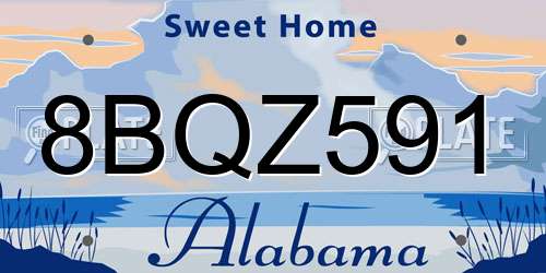 8BQZ591 Alabama License Plate