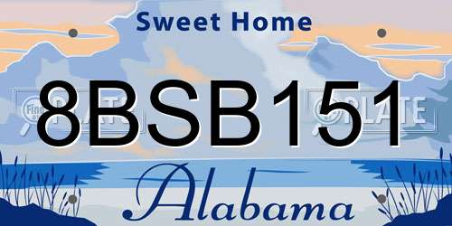 8BSB151 Alabama License Plate