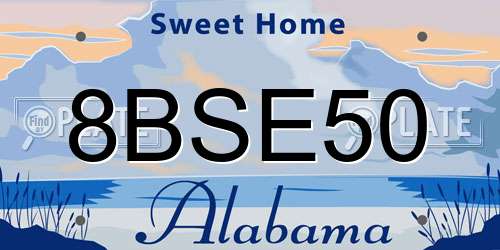 8BSE50 Alabama License Plate