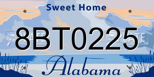 8BT0225 Alabama License Plate