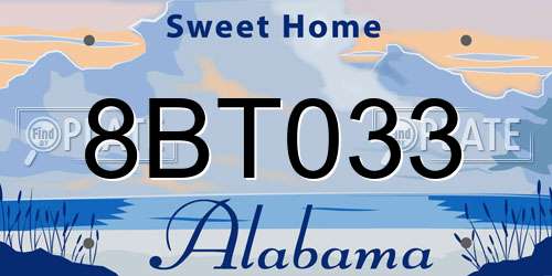 8BT033 Alabama License Plate