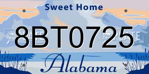 8BT0725 Alabama License Plate