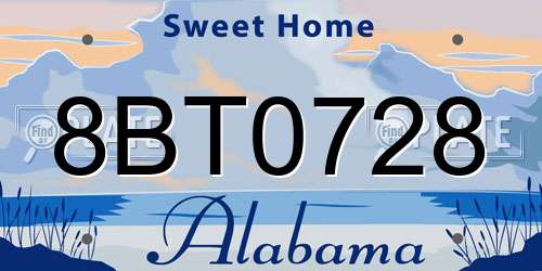 8BT0728 Alabama License Plate