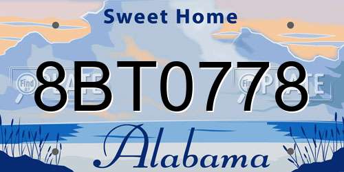 8BT0778 Alabama License Plate