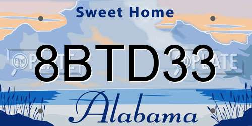 8BTD33 Alabama License Plate