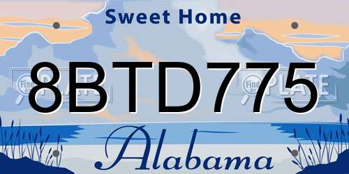 8BTD775 Alabama License Plate