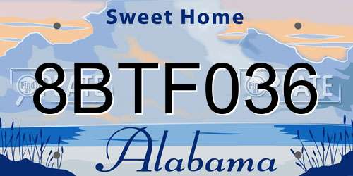 8BTF036 Alabama License Plate