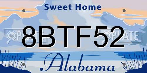 8BTF52 Alabama License Plate