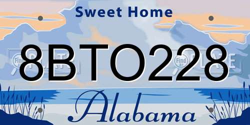 8BTO228 Alabama License Plate