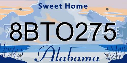 8BTO275 Alabama License Plate