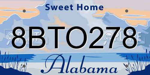 8BTO278 Alabama License Plate