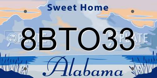 8BTO33 Alabama License Plate