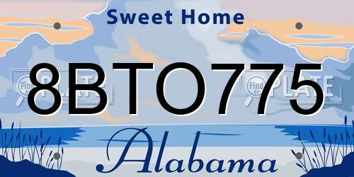 8BTO775 Alabama License Plate