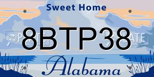 8BTP38 Alabama License Plate