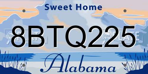 8BTQ225 Alabama License Plate