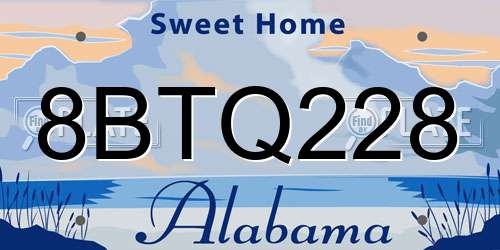 8BTQ228 Alabama License Plate