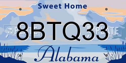 8BTQ33 Alabama License Plate