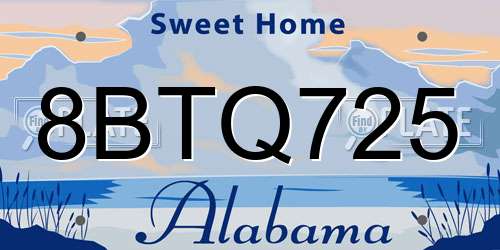 8BTQ725 Alabama License Plate